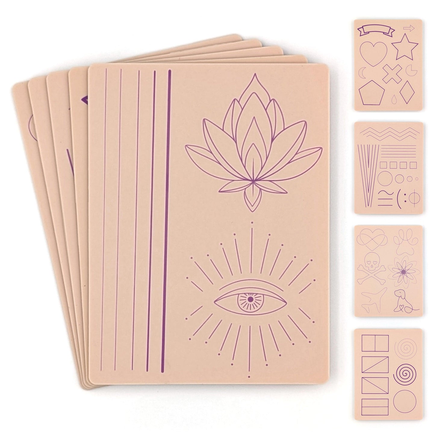 Stencil Skins® Pre-printed Tattoo Practice Skins with Stencils (Pack of 5- Beginner Set)