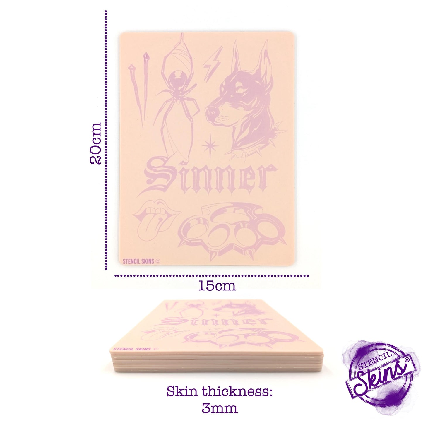 Stencil Skins® Pre-printed Tattoo Practice Skins with Stencils (Neo-Traditional Set)