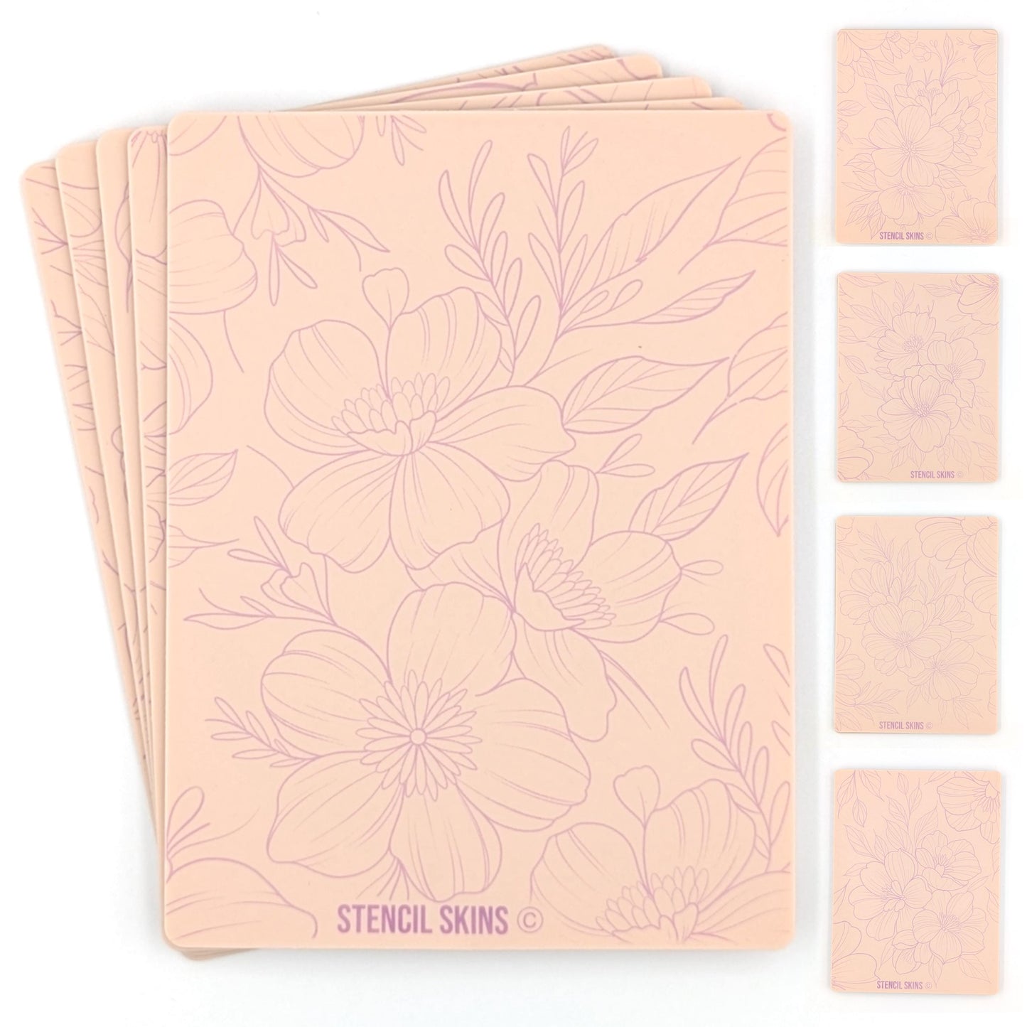 Stencil Skins® Pre-printed Tattoo Practice Skins with Stencils (Floral Set)