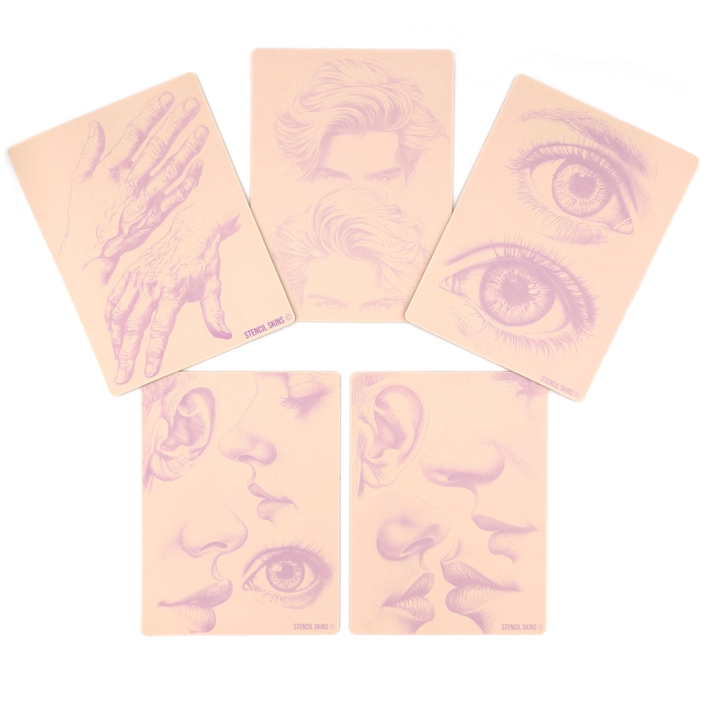 Pre-Printed Portrait Tattoo Practice Skins: 5-Pack