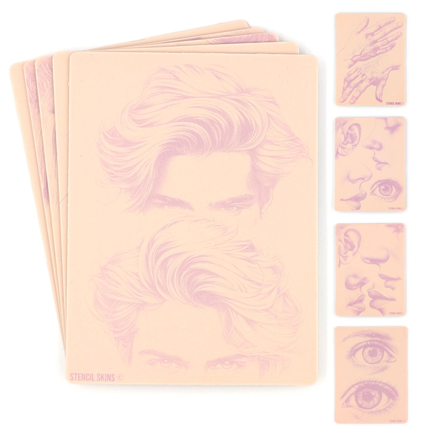 Pre-Printed Portrait Tattoo Practice Skins: 5-Pack
