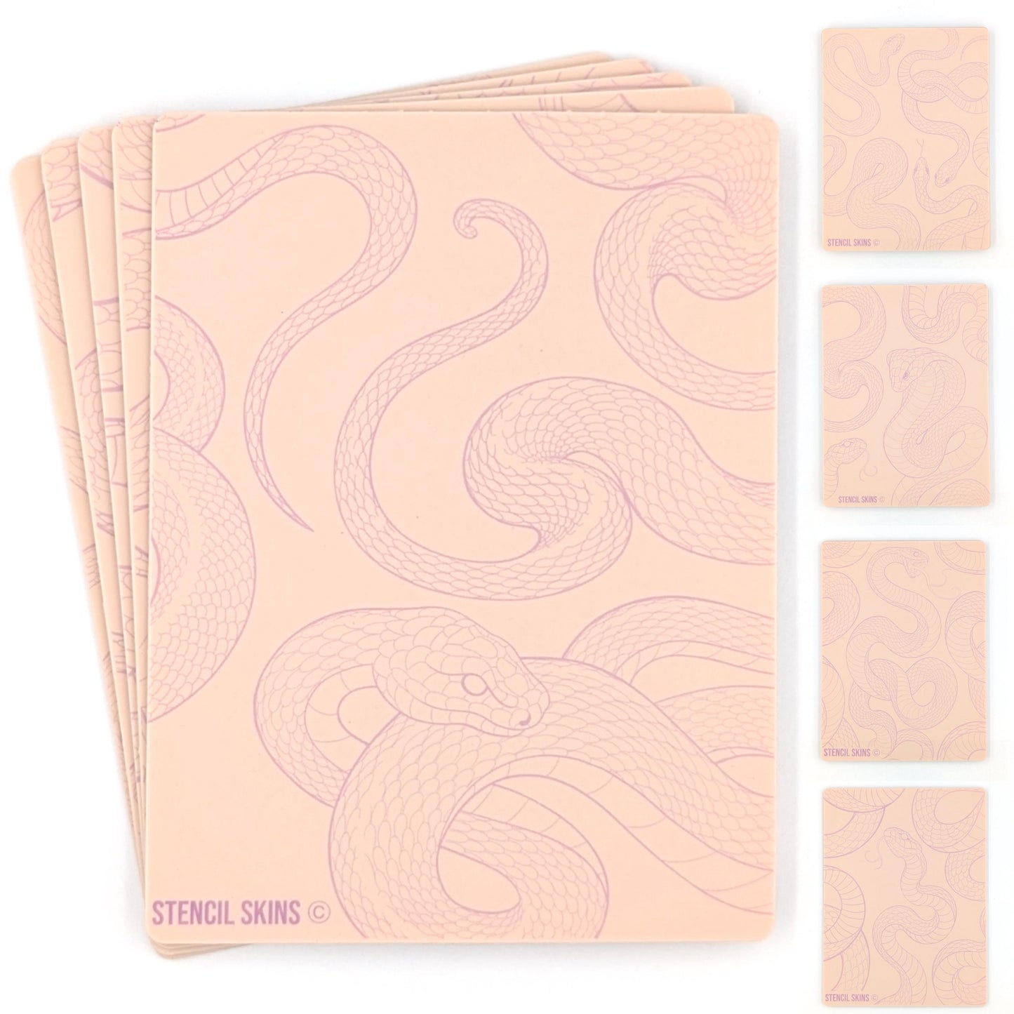 Stencil Skins® Pre-printed Tattoo Practice Skins with Stencils (Snake Set)
