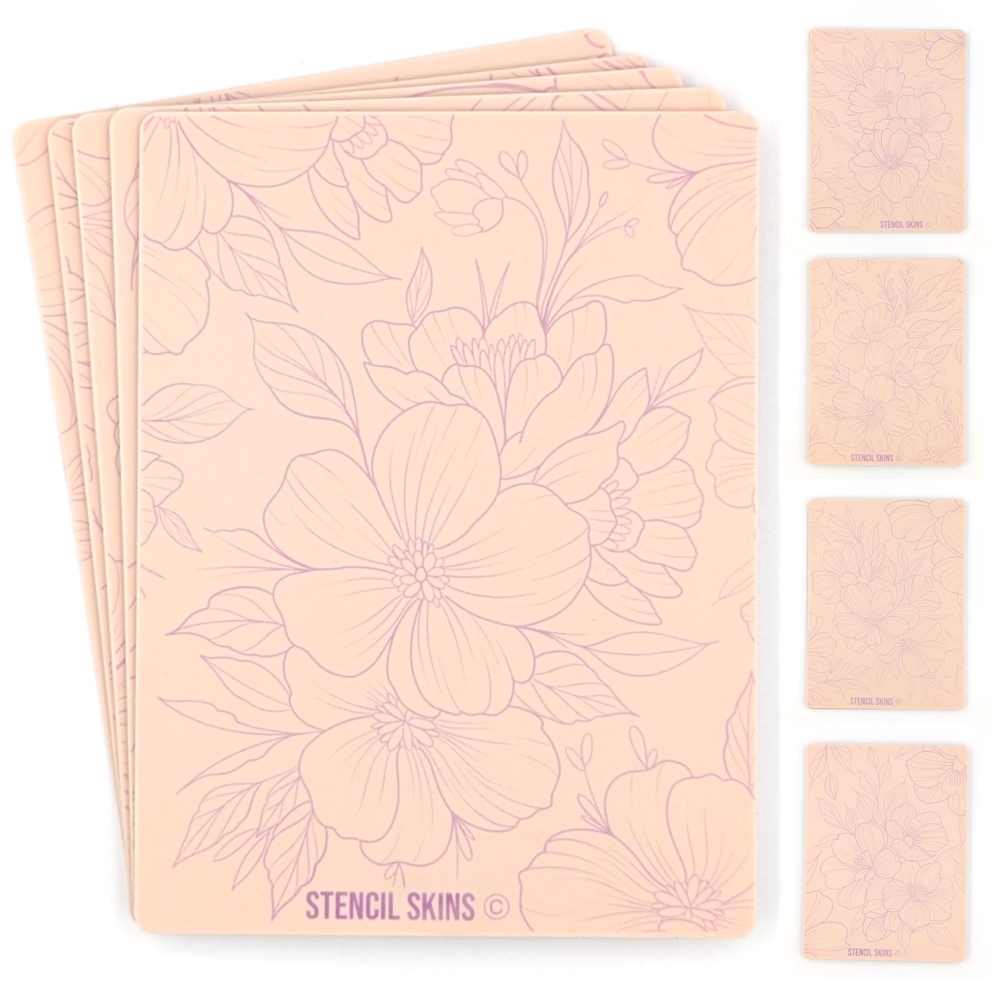 Stencil Skins® Pre-printed Tattoo Practice Skins with Stencils (Floral Set)