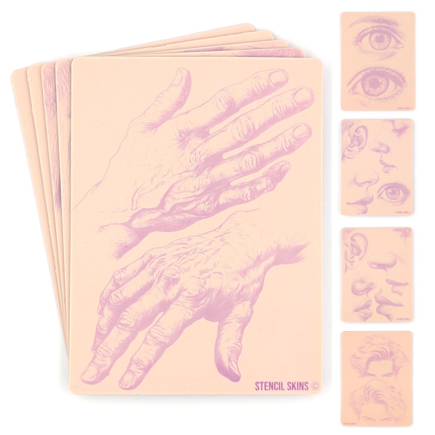 Pre-Printed Portrait Tattoo Practice Skins: 5-Pack