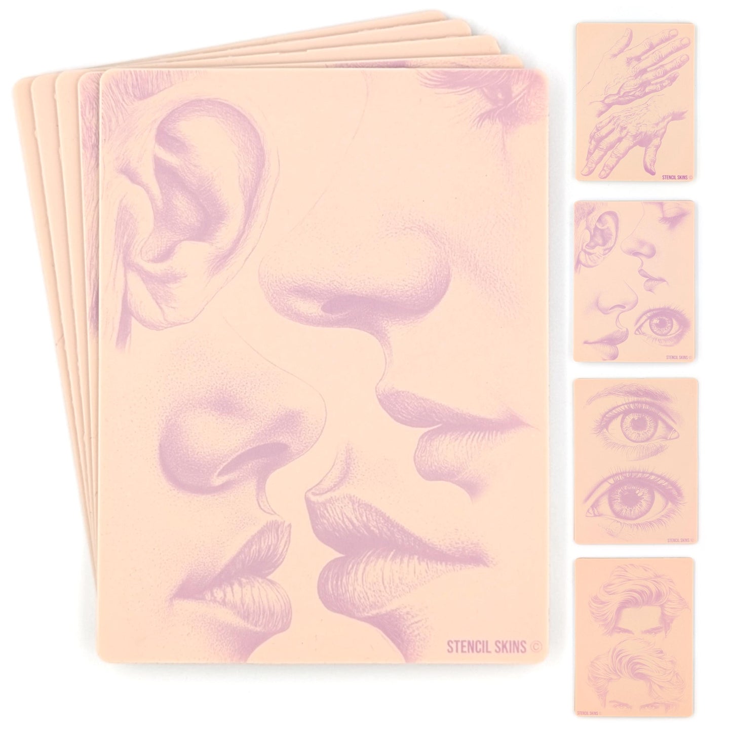 Pre-Printed Portrait Tattoo Practice Skins: 5-Pack