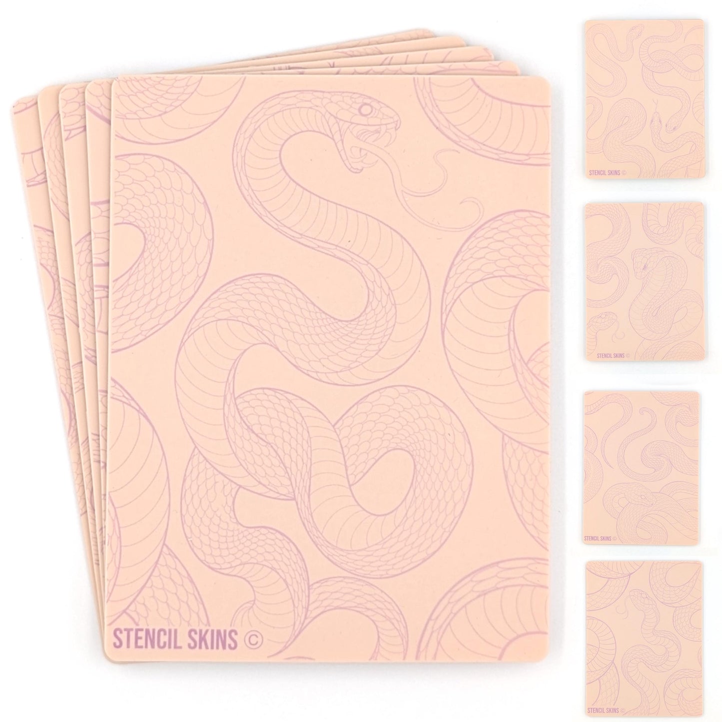 Stencil Skins® Pre-printed Tattoo Practice Skins with Stencils (Snake Set)