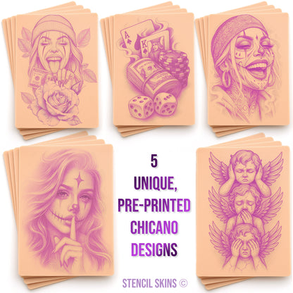 Stencil Skins® Pre-printed Chicano Designs