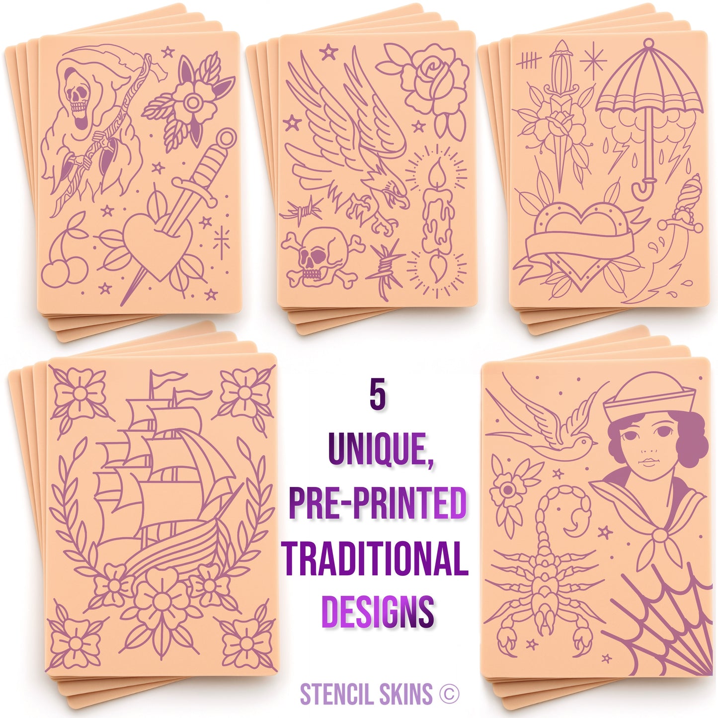 Stencil Skins® Pre-printed Traditional Designs