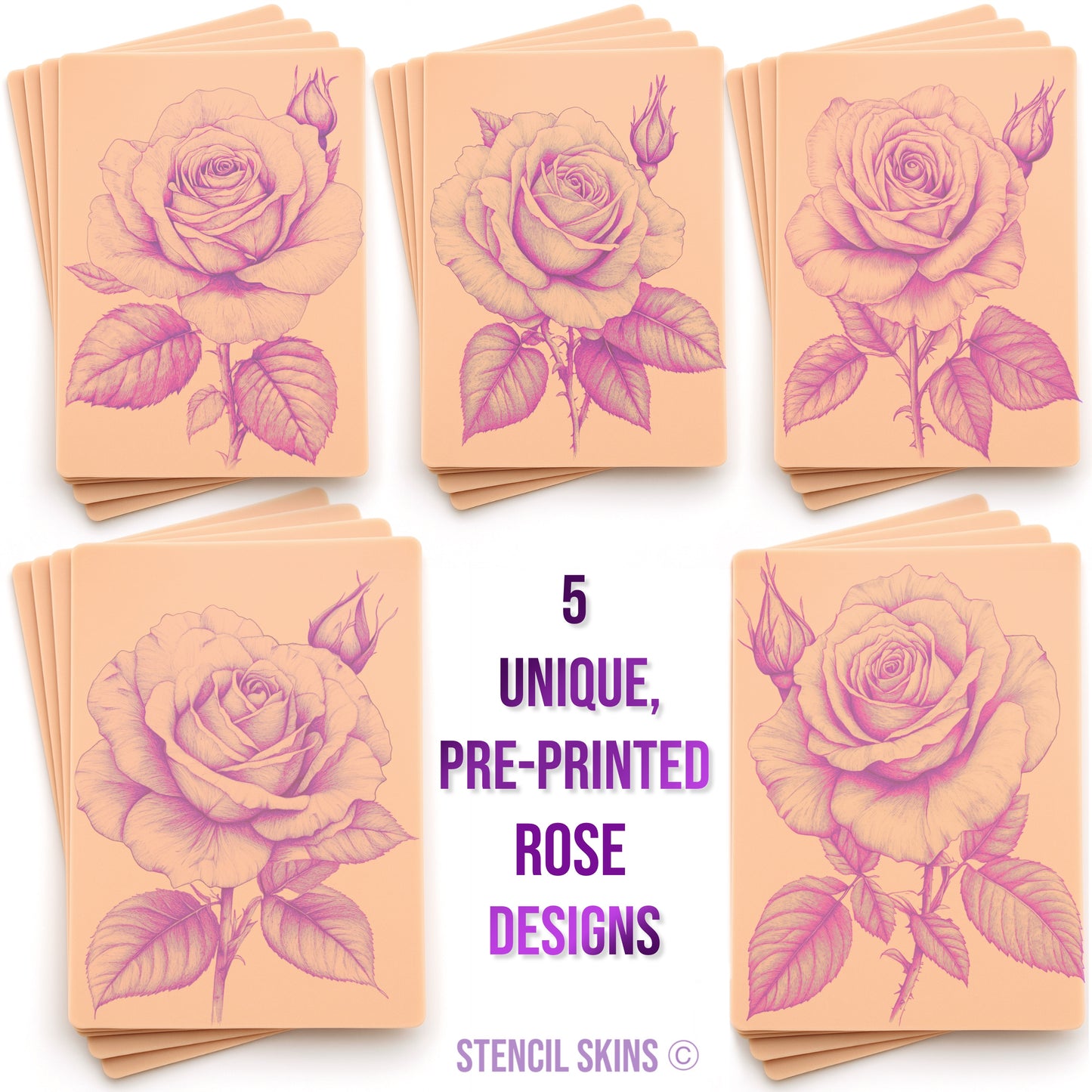 Stencil Skins® Pre-printed Realistic Rose Designs