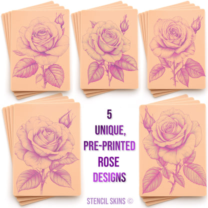 Stencil Skins® Pre-printed Realistic Rose Designs