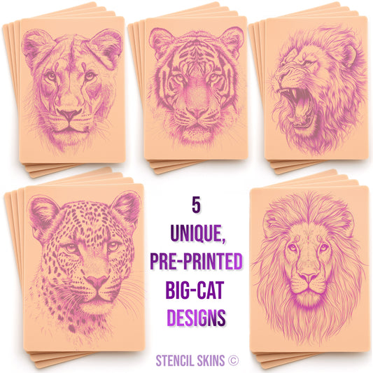 Stencil Skins® Pre-printed Realistic Big Cat Designs
