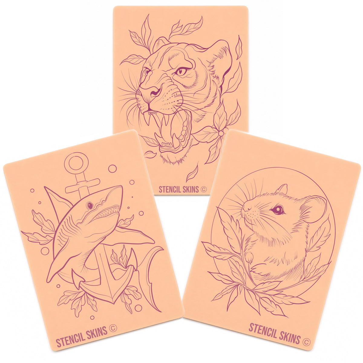 Stencil Skins® Pre-printed Neo Traditional Designs – Set of 3