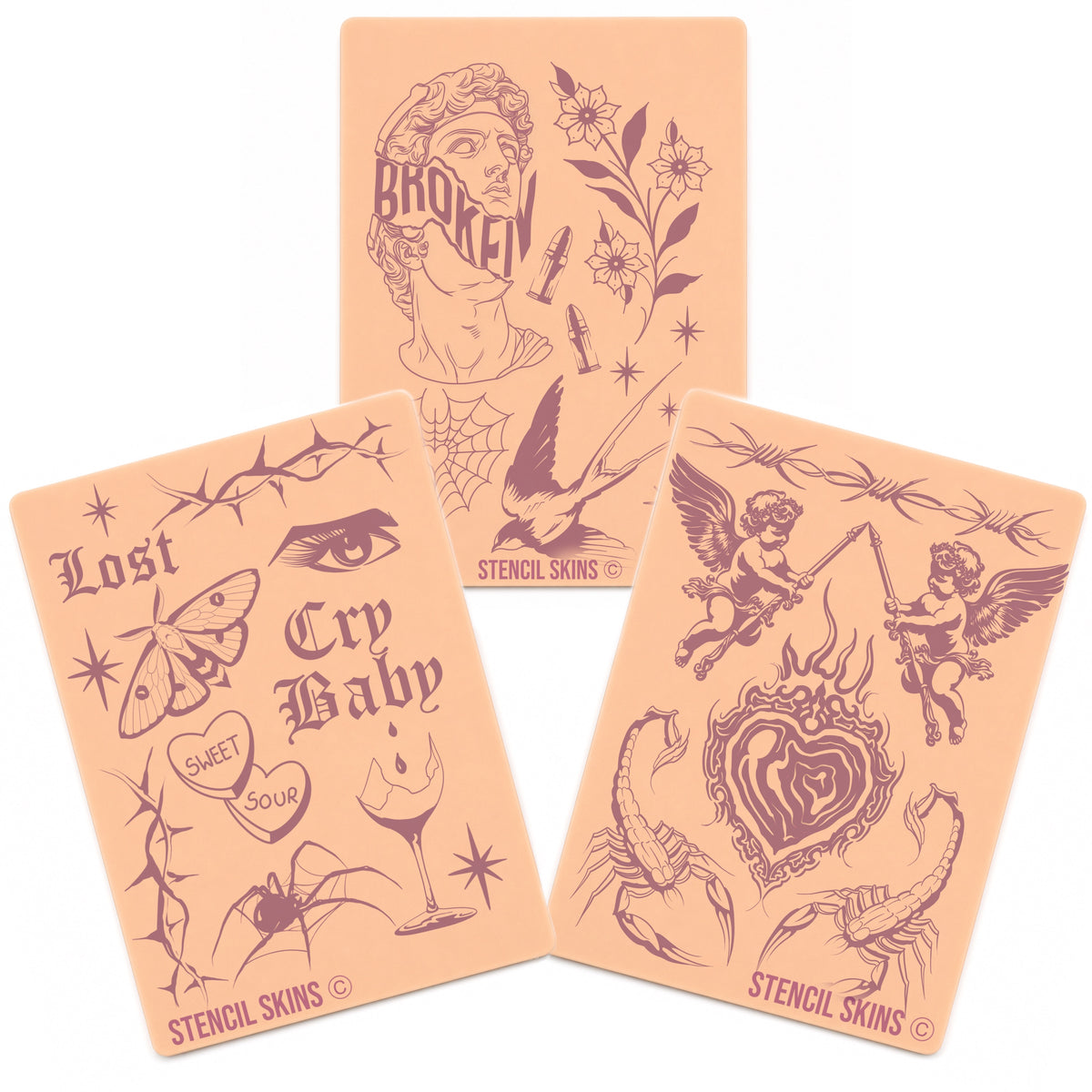 Stencil Skins® Pre-printed Patchwork Designs – Set of 3