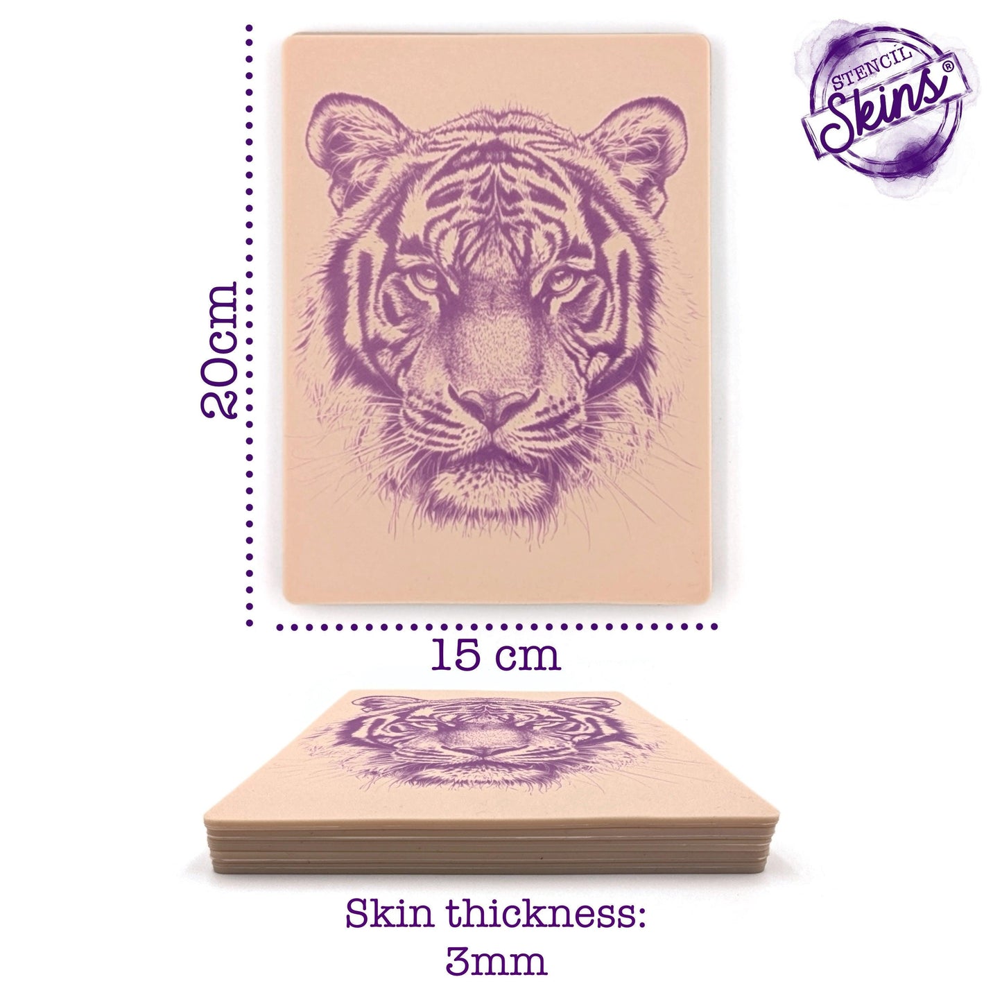Stencil Skins® Pre-printed Tattoo Practice Skins with Stencils (Pack of 5- Big Cat Set)