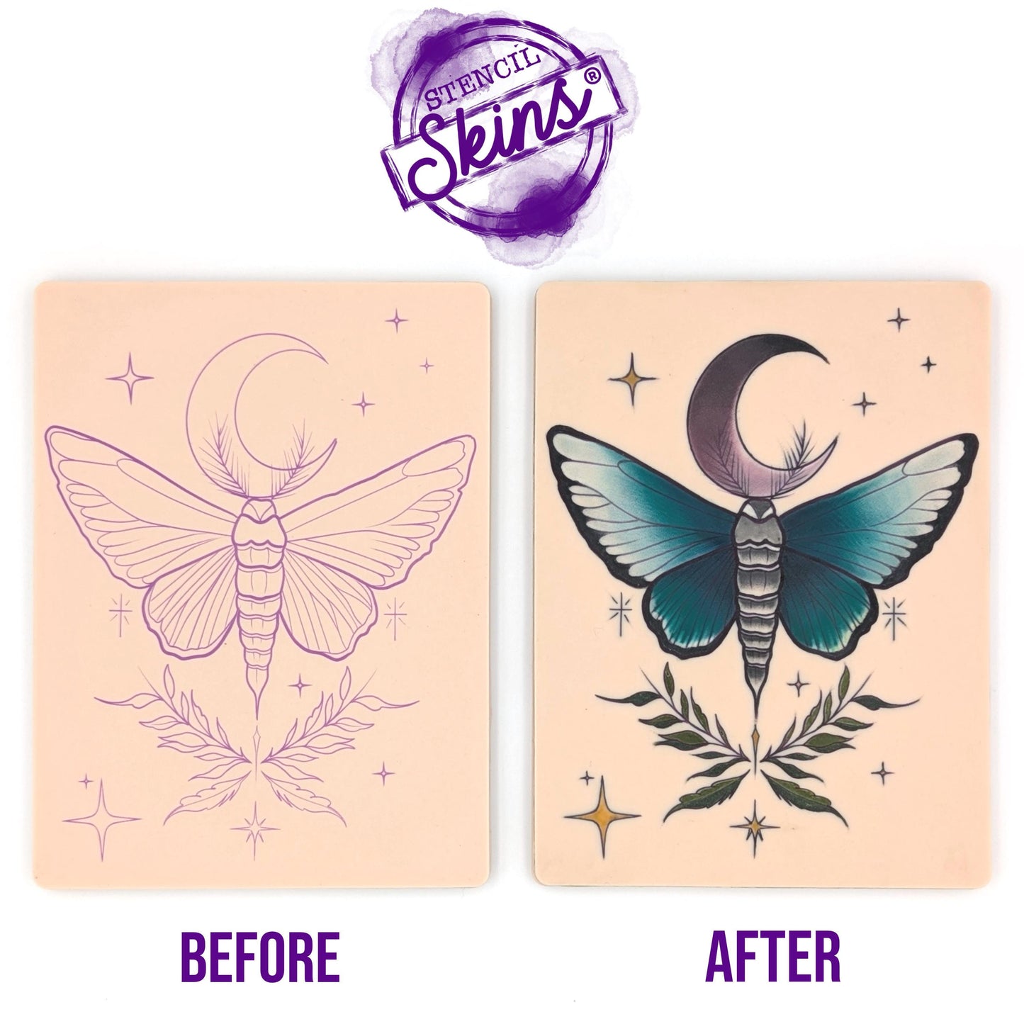 Stencil Skins® Pre-printed Tattoo Practice Skins with Stencils (Patchwork Set)