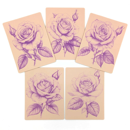 Stencil Skins® Pre-printed Tattoo Practice Skins with Stencils (Pack of 5- Realistic Rose Set)