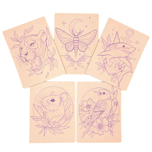 Stencil Skins® Pre-printed Tattoo Practice Skins with Stencils (Patchwork Set)