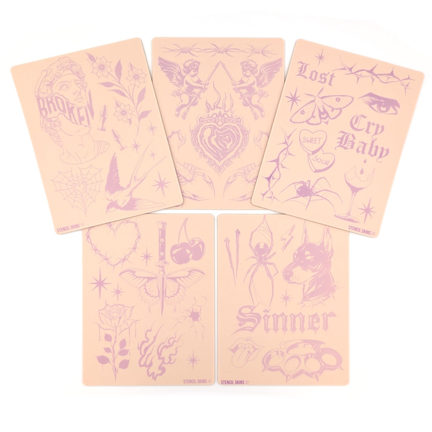 Stencil Skins® Pre-printed Tattoo Practice Skins with Stencils (Neo-Traditional Set)