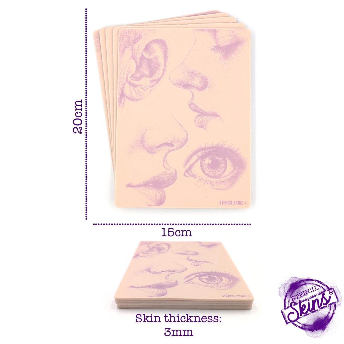 Pre-Printed Portrait Tattoo Practice Skins: 5-Pack
