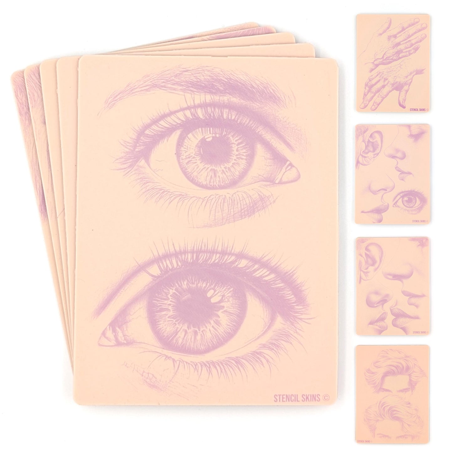 Pre-Printed Portrait Tattoo Practice Skins: 5-Pack