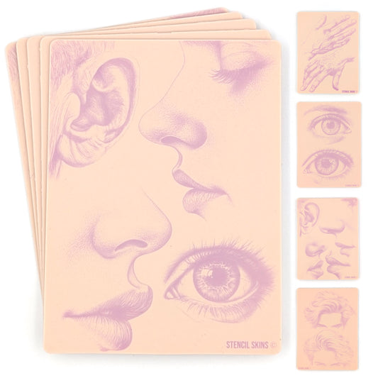 Pre-Printed Portrait Tattoo Practice Skins: 5-Pack