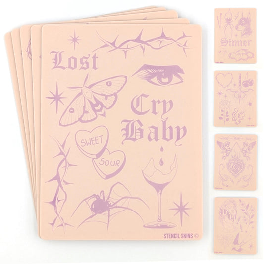 Stencil Skins® Pre-printed Tattoo Practice Skins with Stencils (Neo-Traditional Set)